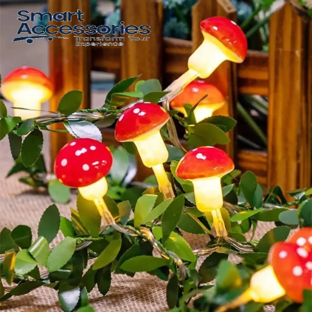 10 Led Mushroom Green Leaf Home Indoor Decorative Strings Light