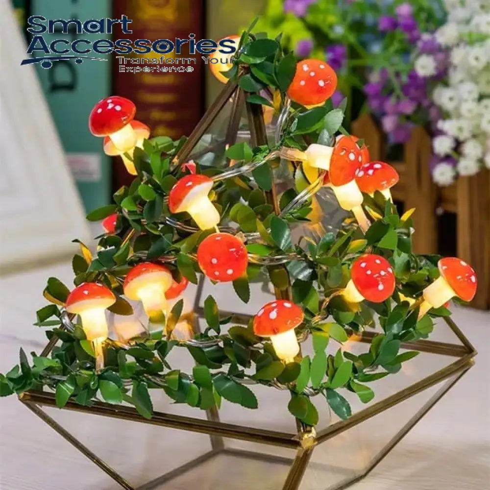 10 Led Mushroom Green Leaf Home Indoor Decorative Strings Light