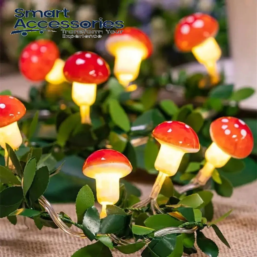10 Led Mushroom Green Leaf Home Indoor Decorative Strings Light