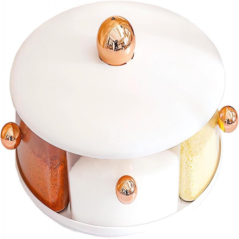 Kitchen Multifunctional Spice Dispenser, 360° Rotating Large Capacity Spice Seasoning Box