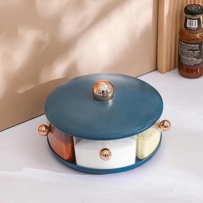 Kitchen Multifunctional Spice Dispenser, 360° Rotating Large Capacity Spice Seasoning Box