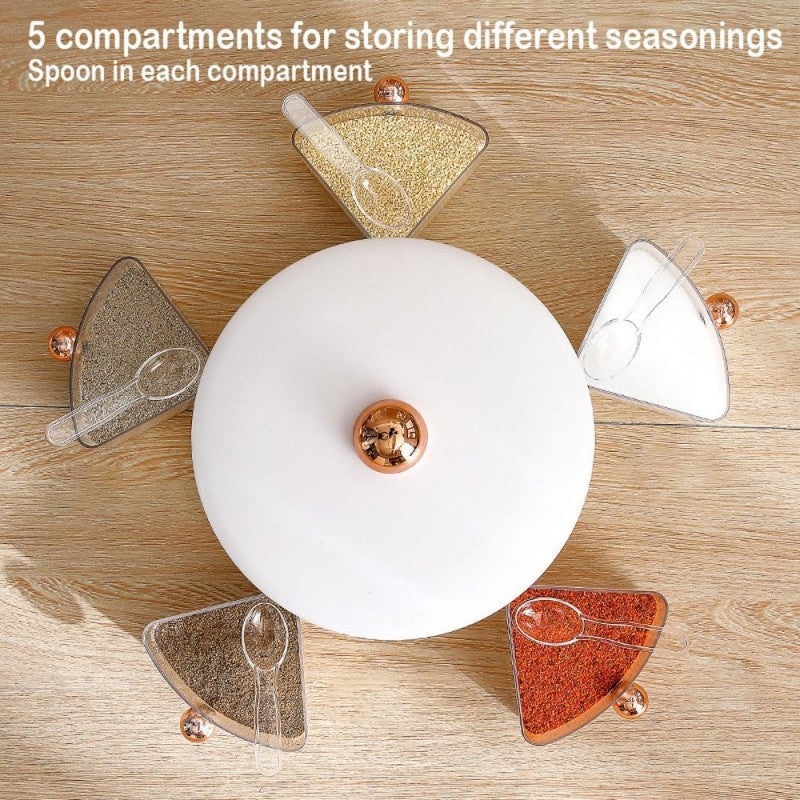 Kitchen Multifunctional Spice Dispenser, 360° Rotating Large Capacity Spice Seasoning Box