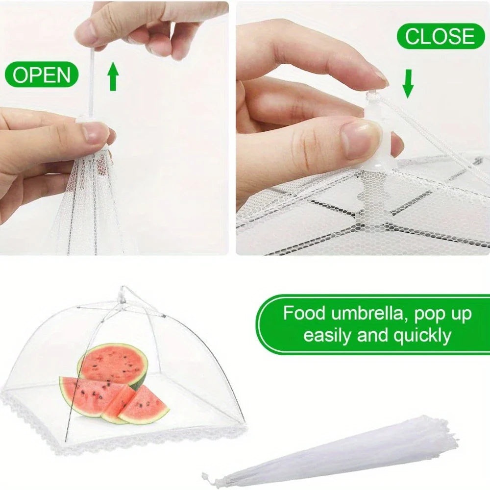 Portable Umbrella Style Food Cover Anti Mosquito with Lace 60cm x 60cm