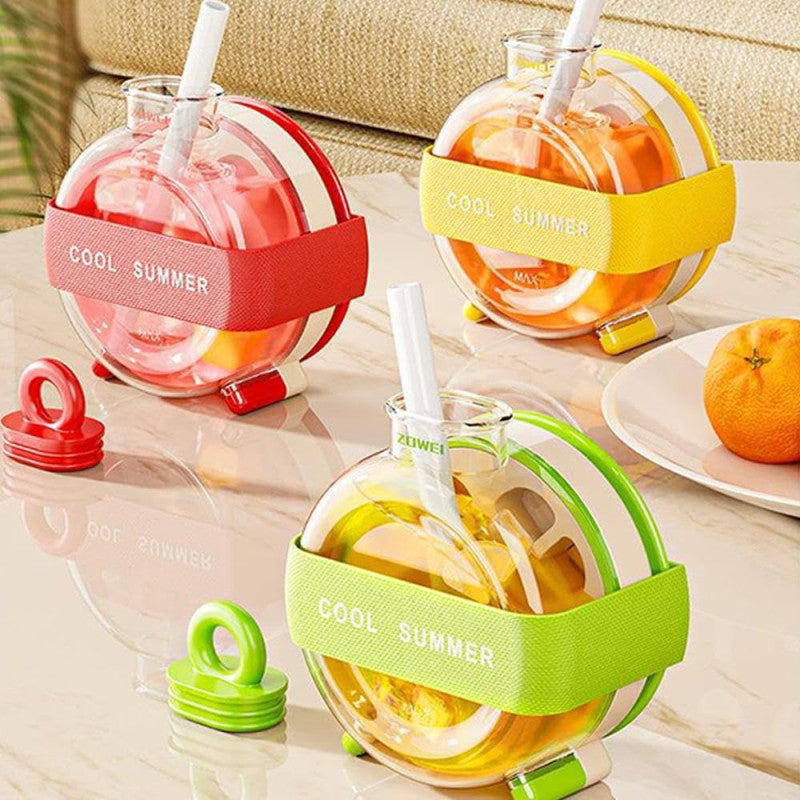 Ice Bottle Cup, 2 in 1 Ice Cube Mold Water Bottle with Lid and Bin