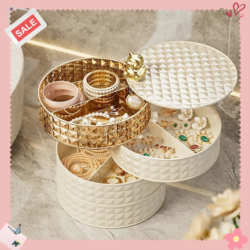 4 Layers Home Bedroom Hairpin Hair Accessories Organizer Rotatable Necklace Earrings Jewelry Storage Tray