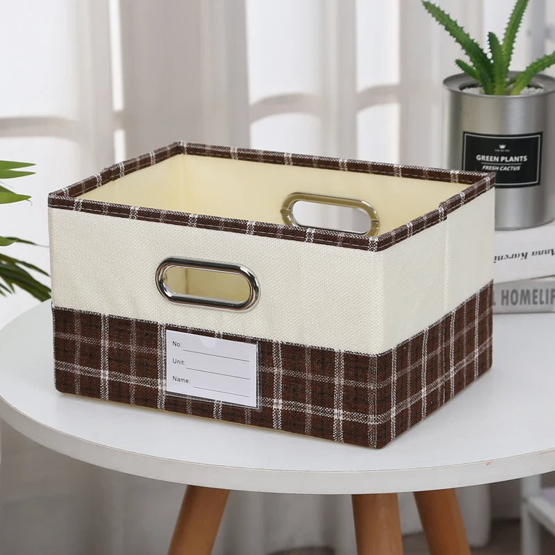 Elegant Foldable Storage Box with Lid – Checkered Design