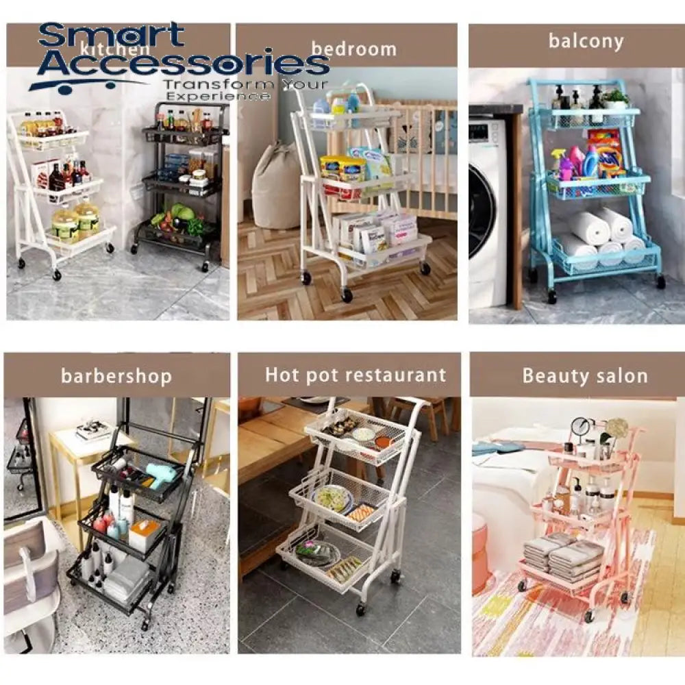 3-Tier Kitchen Fruits And Vegetables Folding Storage Rack