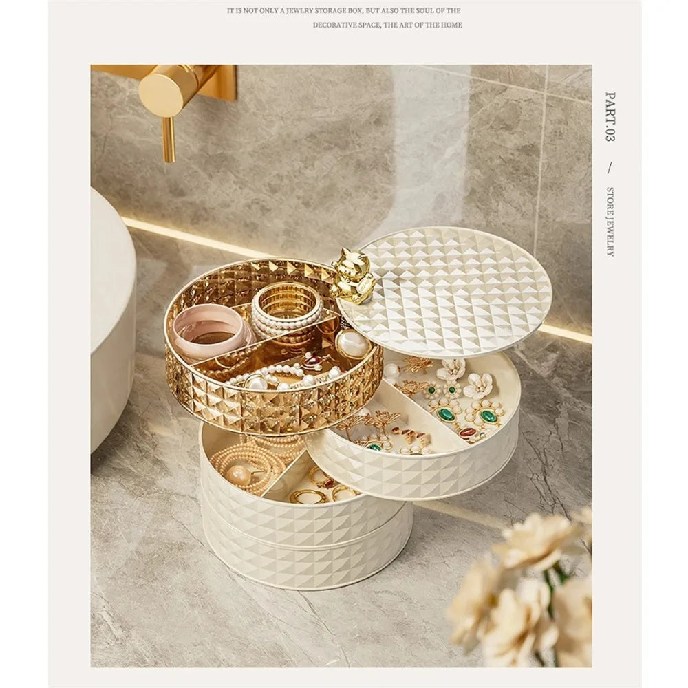 4 Layers Home Bedroom Hairpin Hair Accessories Organizer Rotatable Necklace Earrings Jewelry Storage Tray