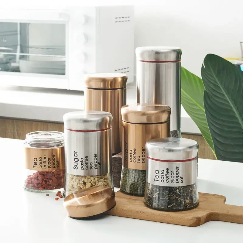"Luxury Airtight Glass Jar Set – 3 Pcs Kitchen Organizer"