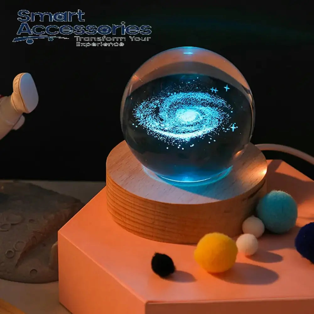 3D Crystal Lights Lamp Glowing Planetary Galaxy Night Light