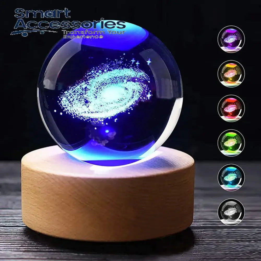 3D Crystal Lights Lamp Glowing Planetary Galaxy Night Light