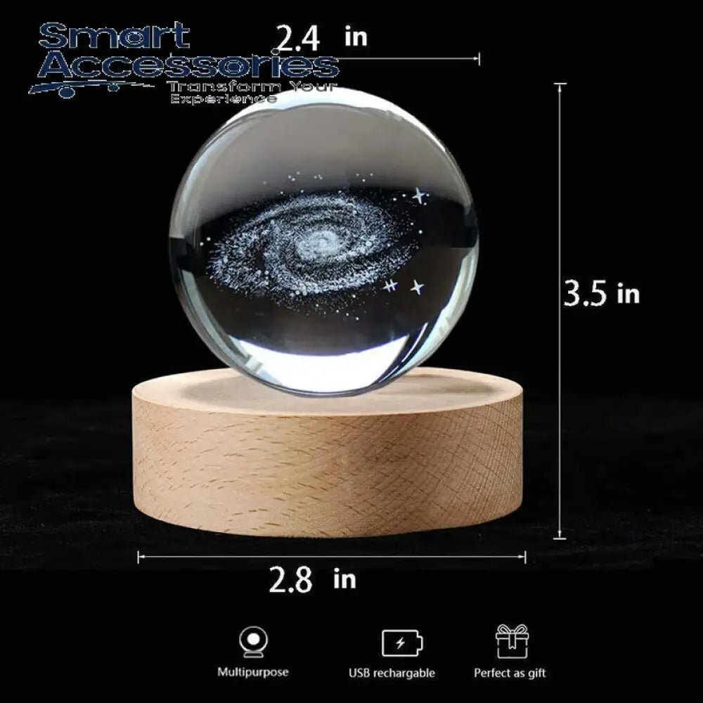 3D Crystal Lights Lamp Glowing Planetary Galaxy Night Light