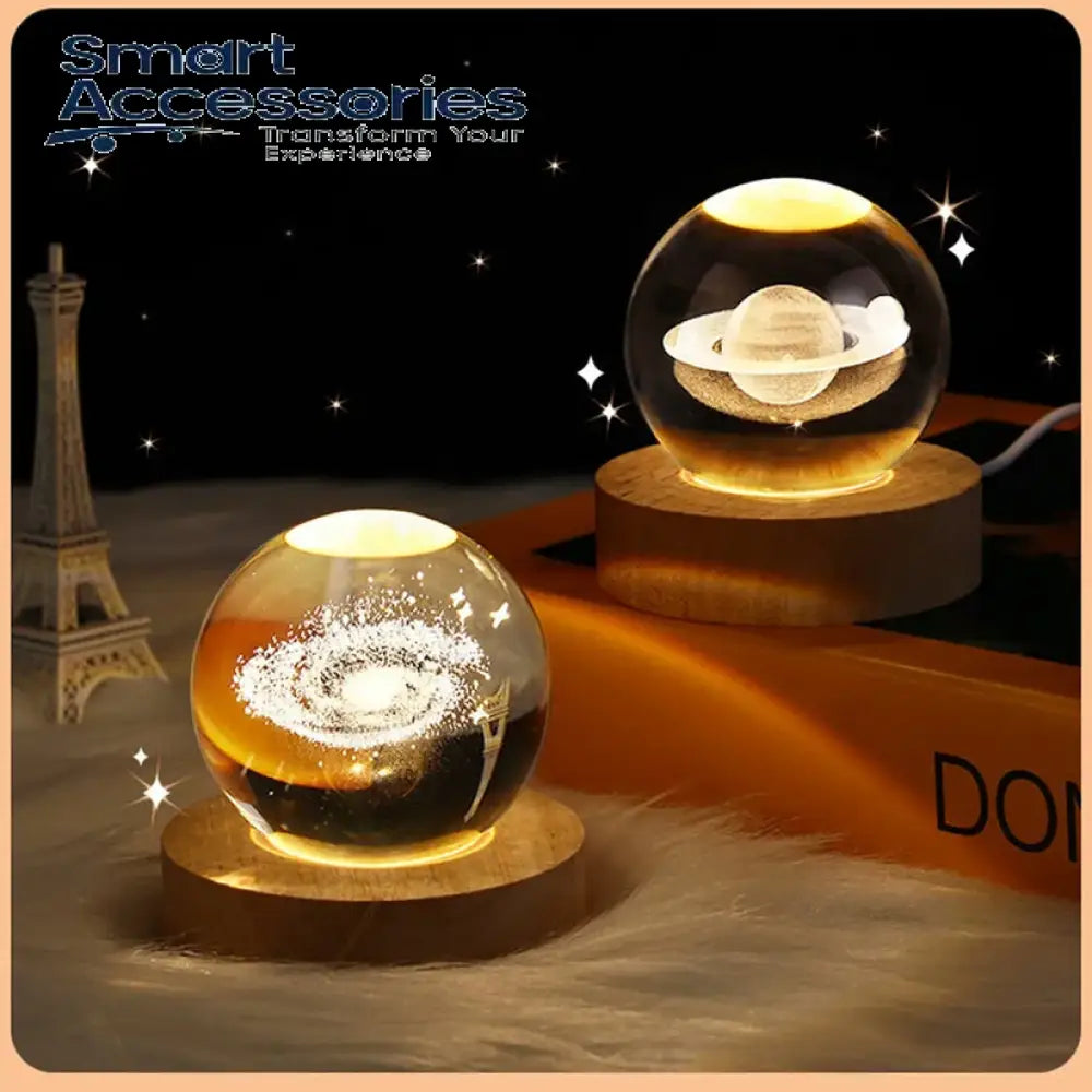 3D Crystal Lights Lamp Glowing Planetary Galaxy Night Light