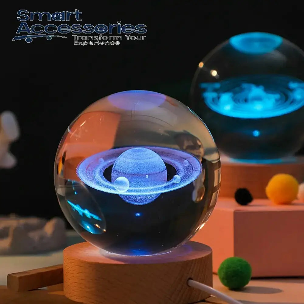 3D Crystal Lights Lamp Glowing Planetary Galaxy Night Light