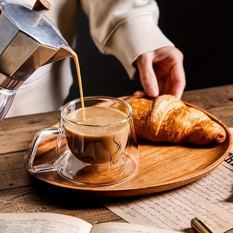 Glass Coffee Mugs, 200ml Double-Walled Espresso Coffee Cups, Heat Insulated Water Cups