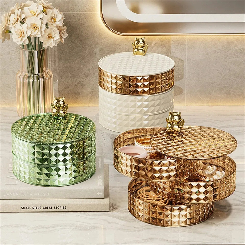 4 Layers Home Bedroom Hairpin Hair Accessories Organizer Rotatable Necklace Earrings Jewelry Storage Tray