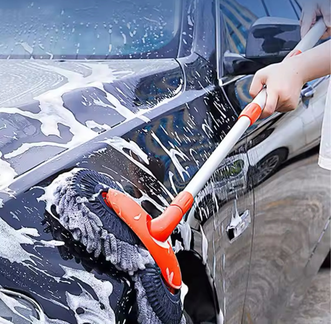 360° Rotation Car Washing Cleaning Brush, Long Handle Car Wash Mop, Telescopic Microfiber Mop
