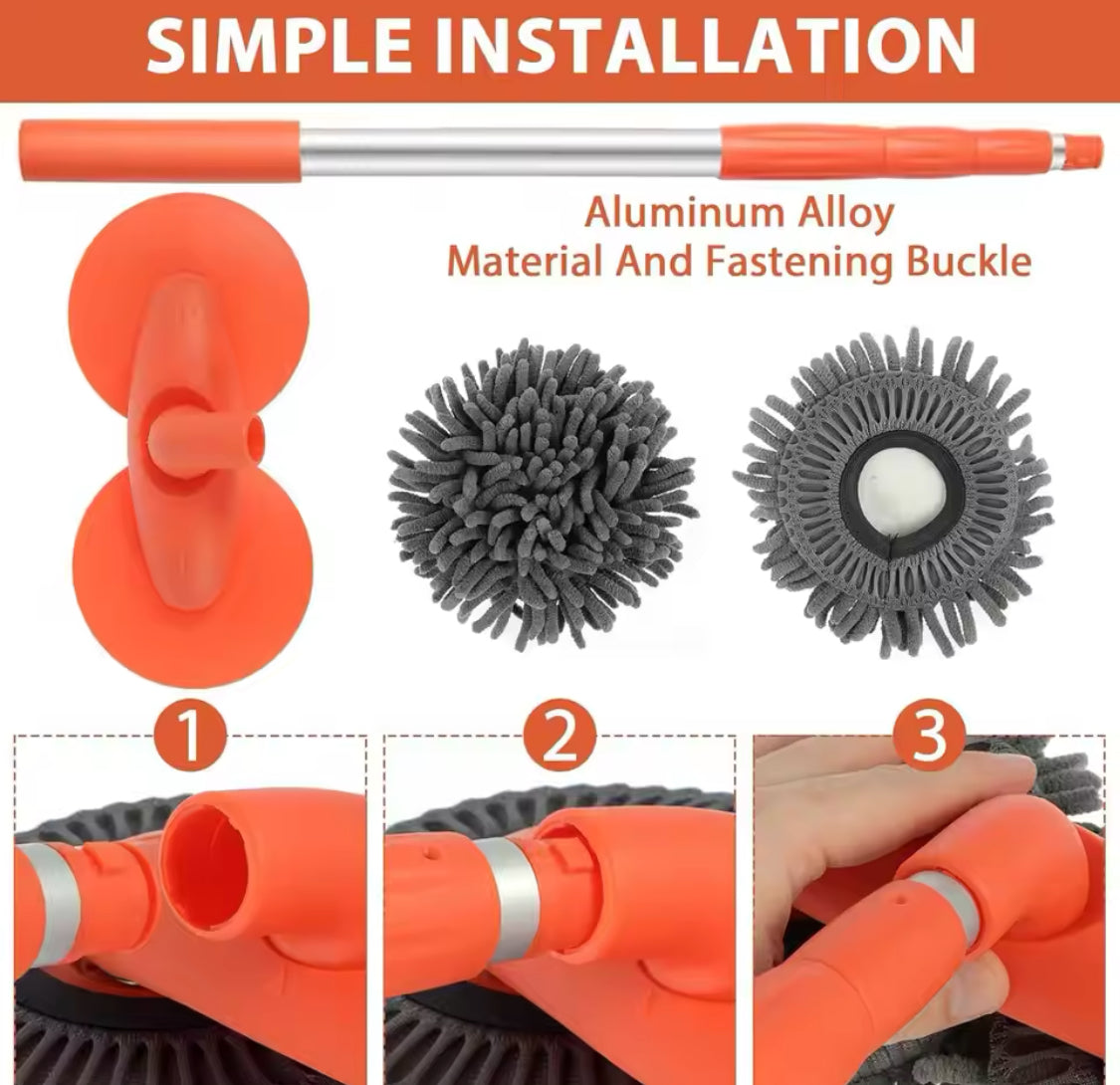 360° Rotation Car Washing Cleaning Brush, Long Handle Car Wash Mop, Telescopic Microfiber Mop