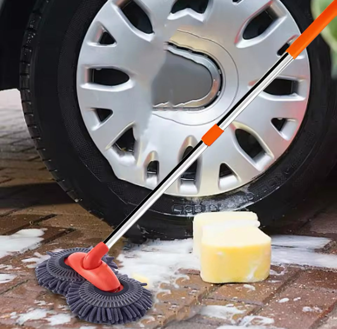 360° Rotation Car Washing Cleaning Brush, Long Handle Car Wash Mop, Telescopic Microfiber Mop