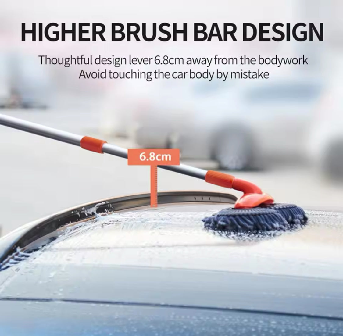 360° Rotation Car Washing Cleaning Brush, Long Handle Car Wash Mop, Telescopic Microfiber Mop