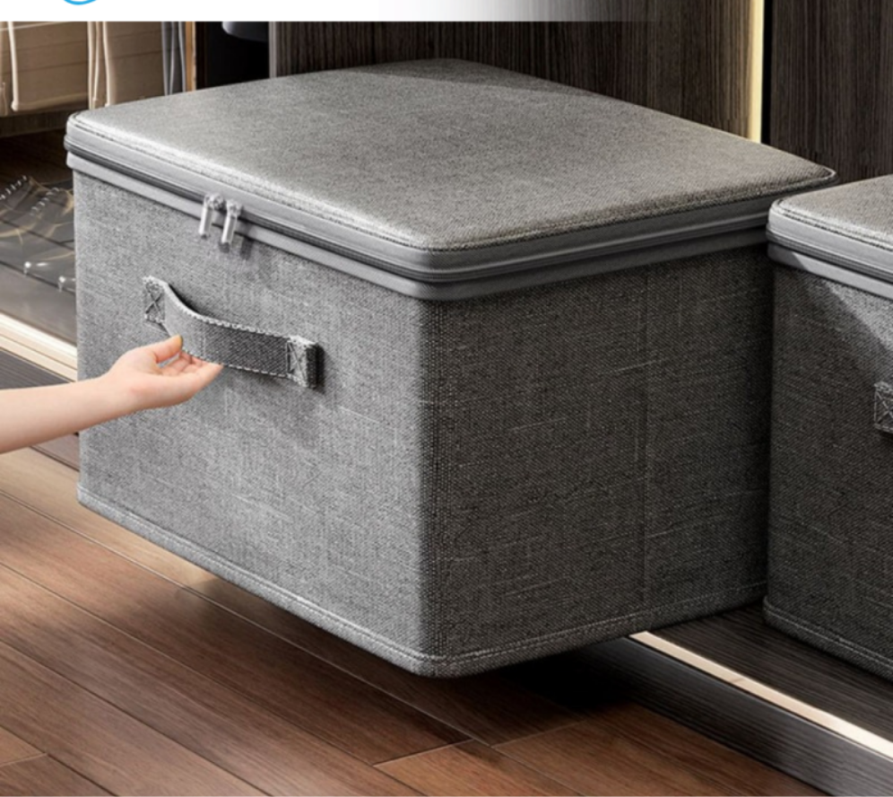 LARGE CAPACITY FOLDABLE CLOTHES STORAGE BOX WITH ZIPPER – WARDROBE QUILT ORGANIZER BAG FOR CLOTHES UNDERWEAR AND BLANKETS
