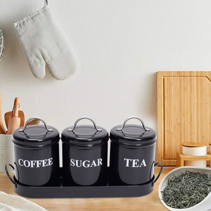 Metal Storage Boxes With Metal Tray Black