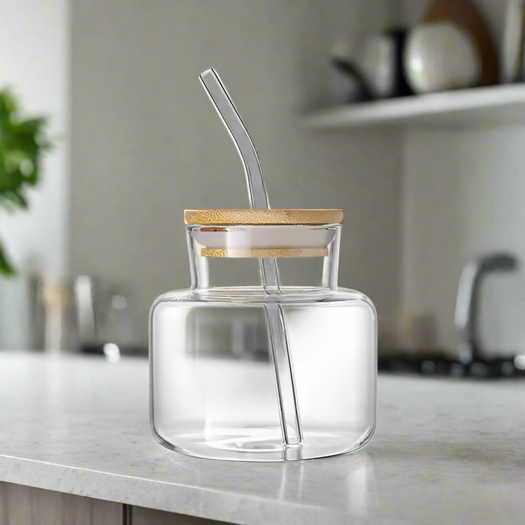 Halo Style Straw Glass With Lid