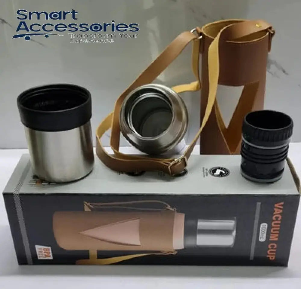Camping Thermo Cup With Leather Cover