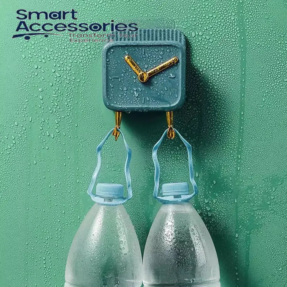 Creative Clock Wall Hanging Storage Box With Hook Kitchen Bathroom Bedside Organizer Shelf Mobile