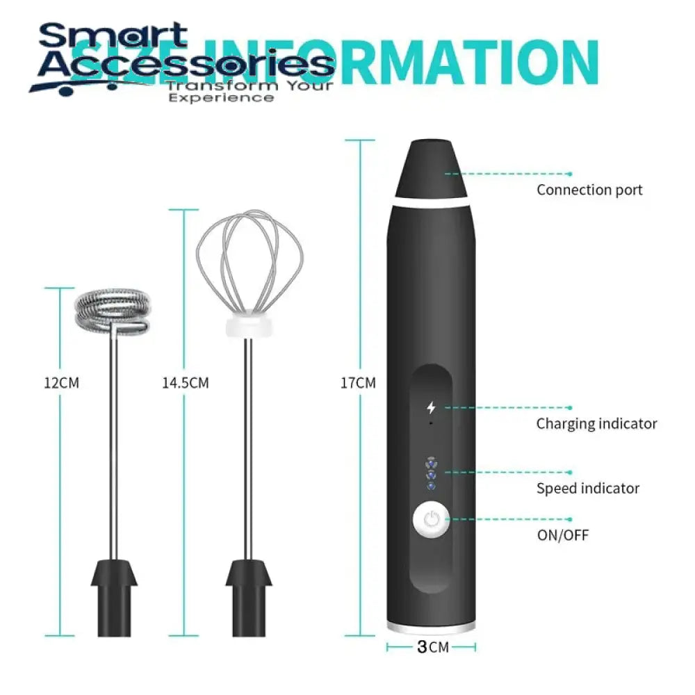 Handheld Usb Rechargeable Foam Maker Electric Frother With 2 Stainless Whisks