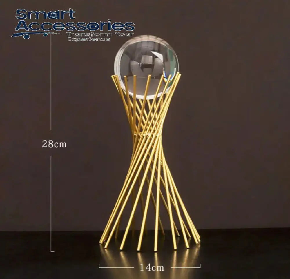 Home Decoration New Golden Luxury Modern Metal Crystal Ball Craft