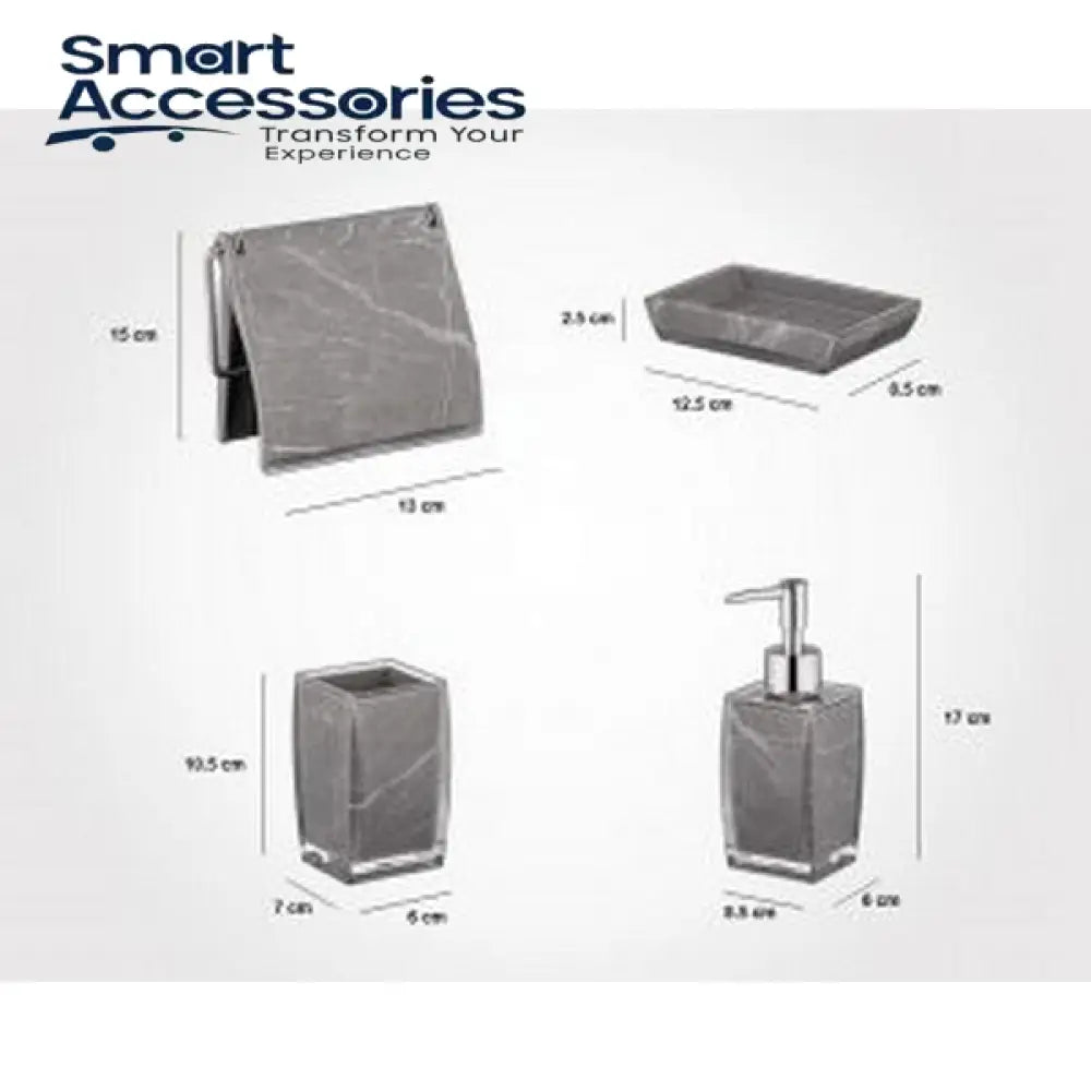 Imon 6 Pcs Classic Marble Design Bathroom Set (Premium Quality)