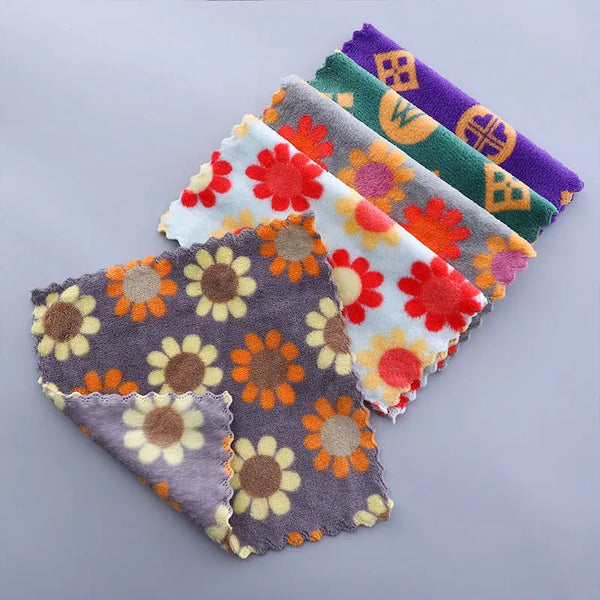 5-Piece Soft Floral Cotton Face Towel Set
