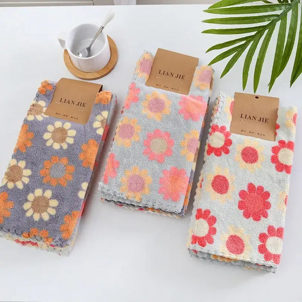 5-Piece Soft Floral Cotton Face Towel Set