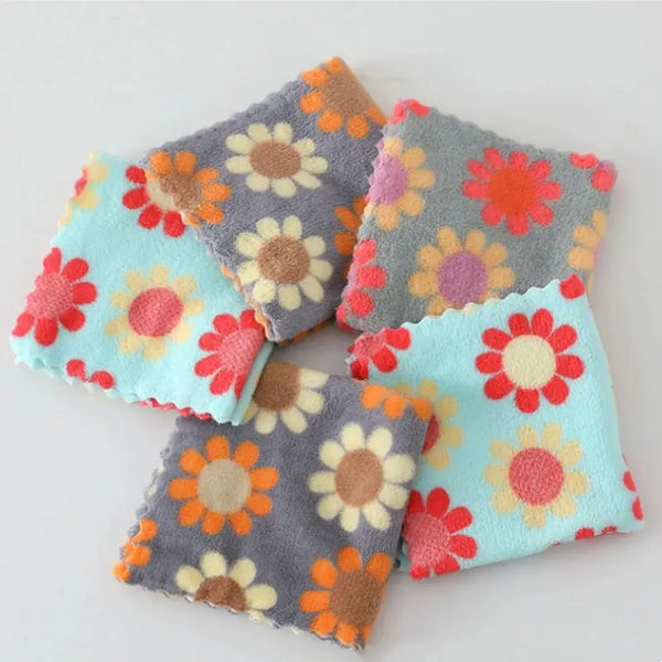 5-Piece Soft Floral Cotton Face Towel Set