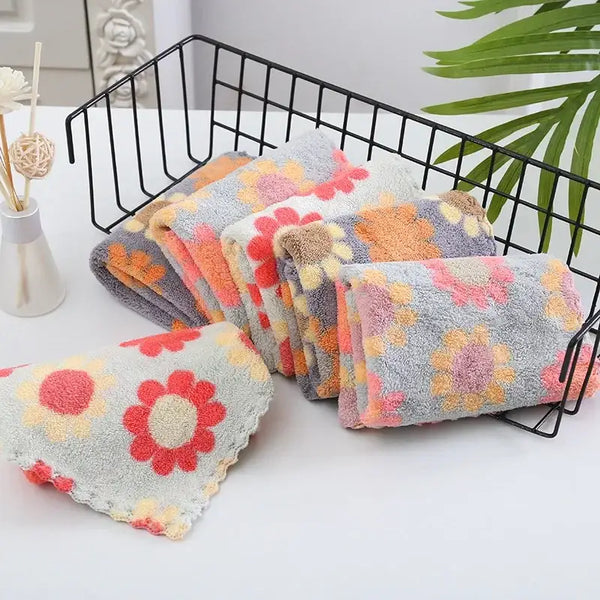 5-Piece Soft Floral Cotton Face Towel Set