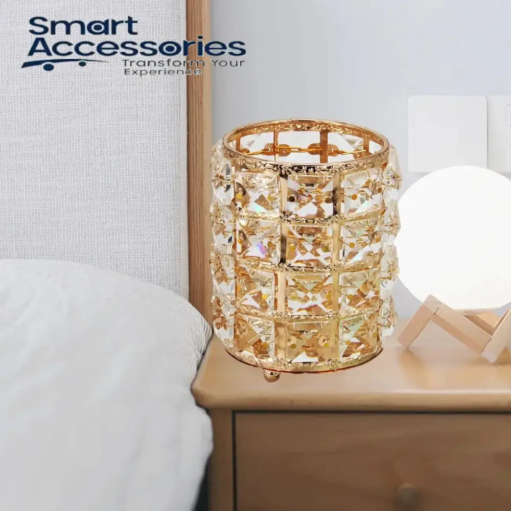 Metal Crystal Makeup Brush Holder Organizer
