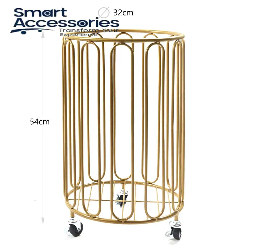 Modern Round Metal Laundry Basket With Wheels