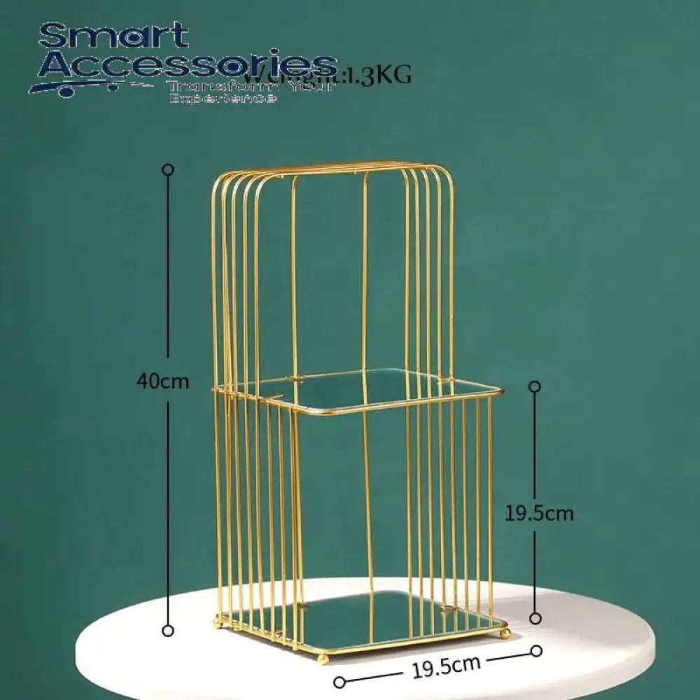 New Style Birdcage Makeup Organizer Metal Brass Cosmetic With Mirror Shelves Square Shape
