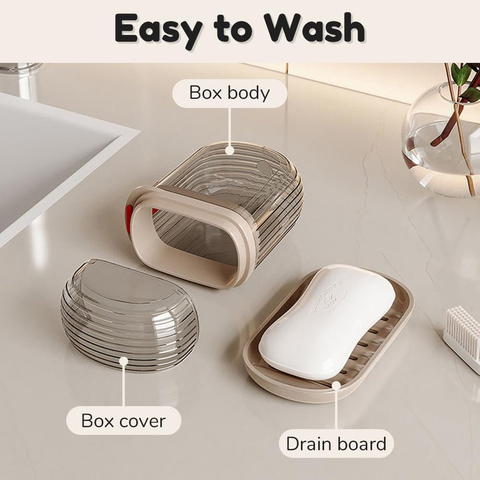 1Pc Leakproof Travel Soap Dish With Lid - Draining Soap Bar Holder - Travel Soap Container