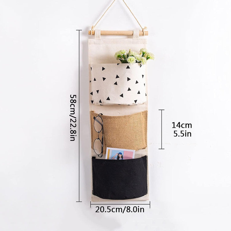 Wall Mounted 3 Pocket Hanging Storage Organizer
