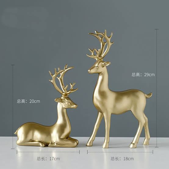 Modern Nordic Gloss Gold Deer Sculptures Home Decor (Set Of 2)