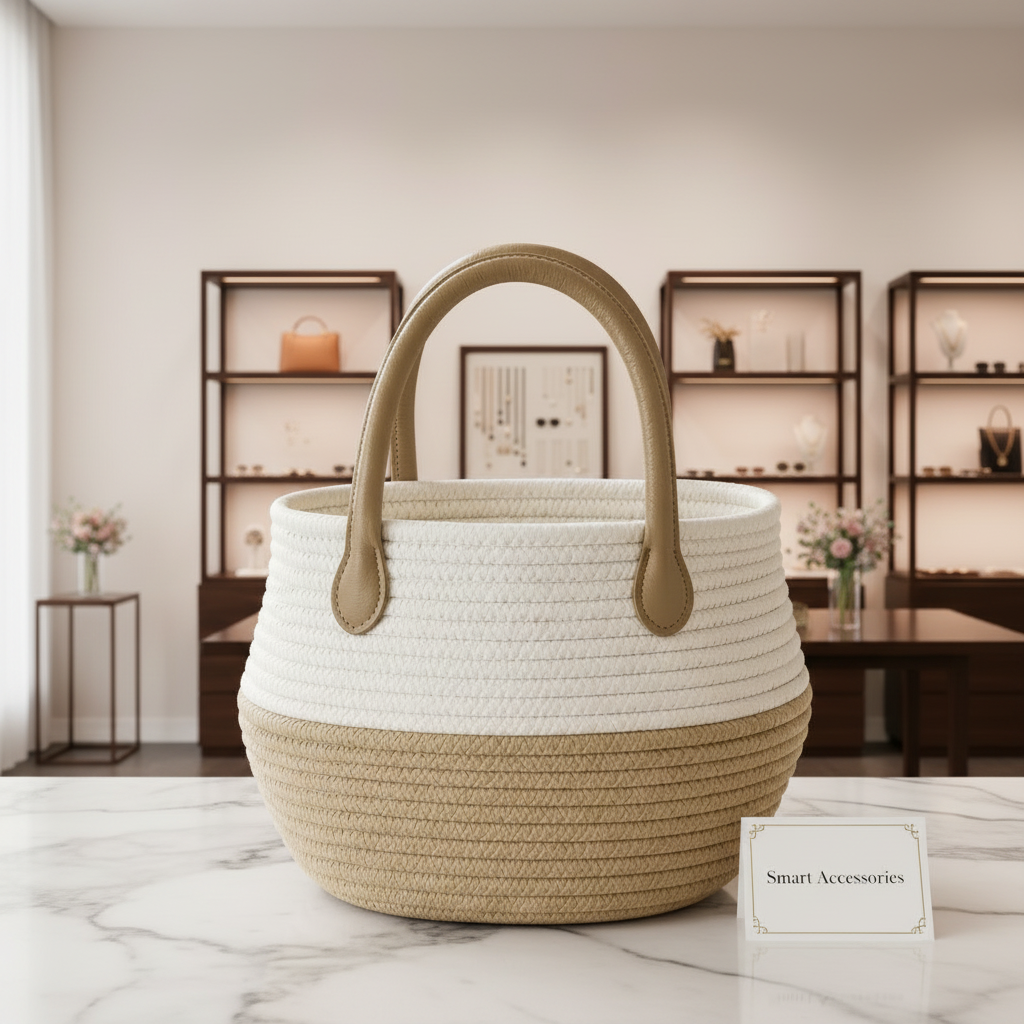 Round Rope Storage Basket With Handle