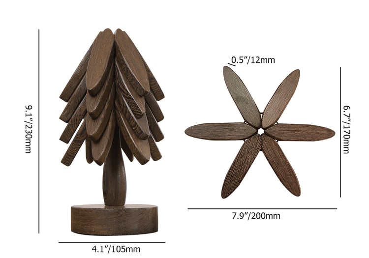 Multifunctional Table Mat & Stand Natural Wooden Foldable Coaster Set