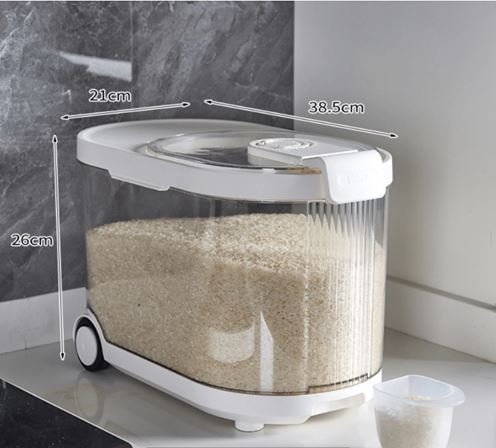 Sealed Rice Storage Container with Wheels and Measuring Cup (9KG)