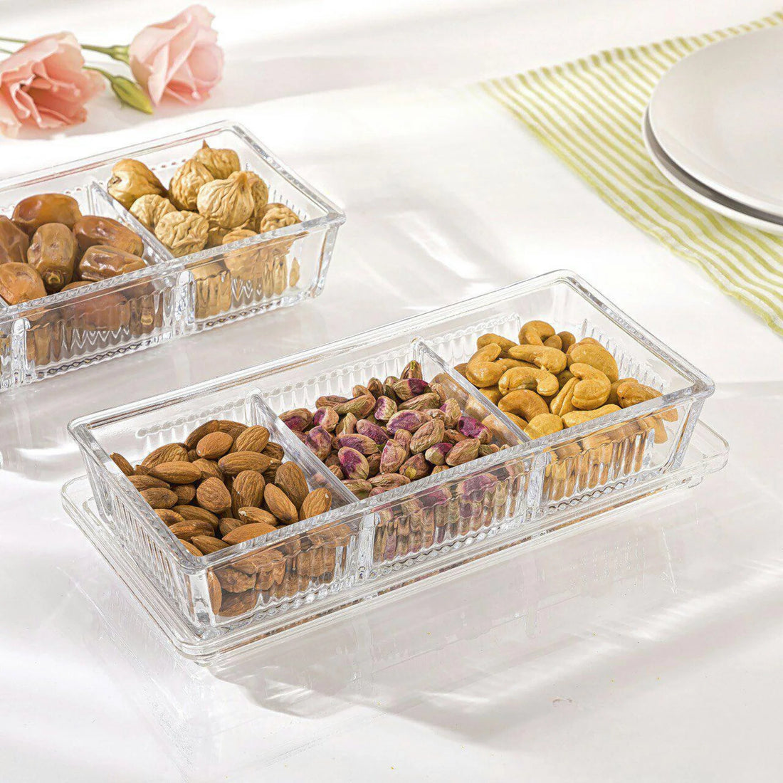 Limon Divido Glass Snack Tray with Lid