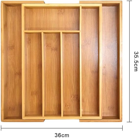 Adjustable Luxury Wooden bamboo Cutlery Organizer