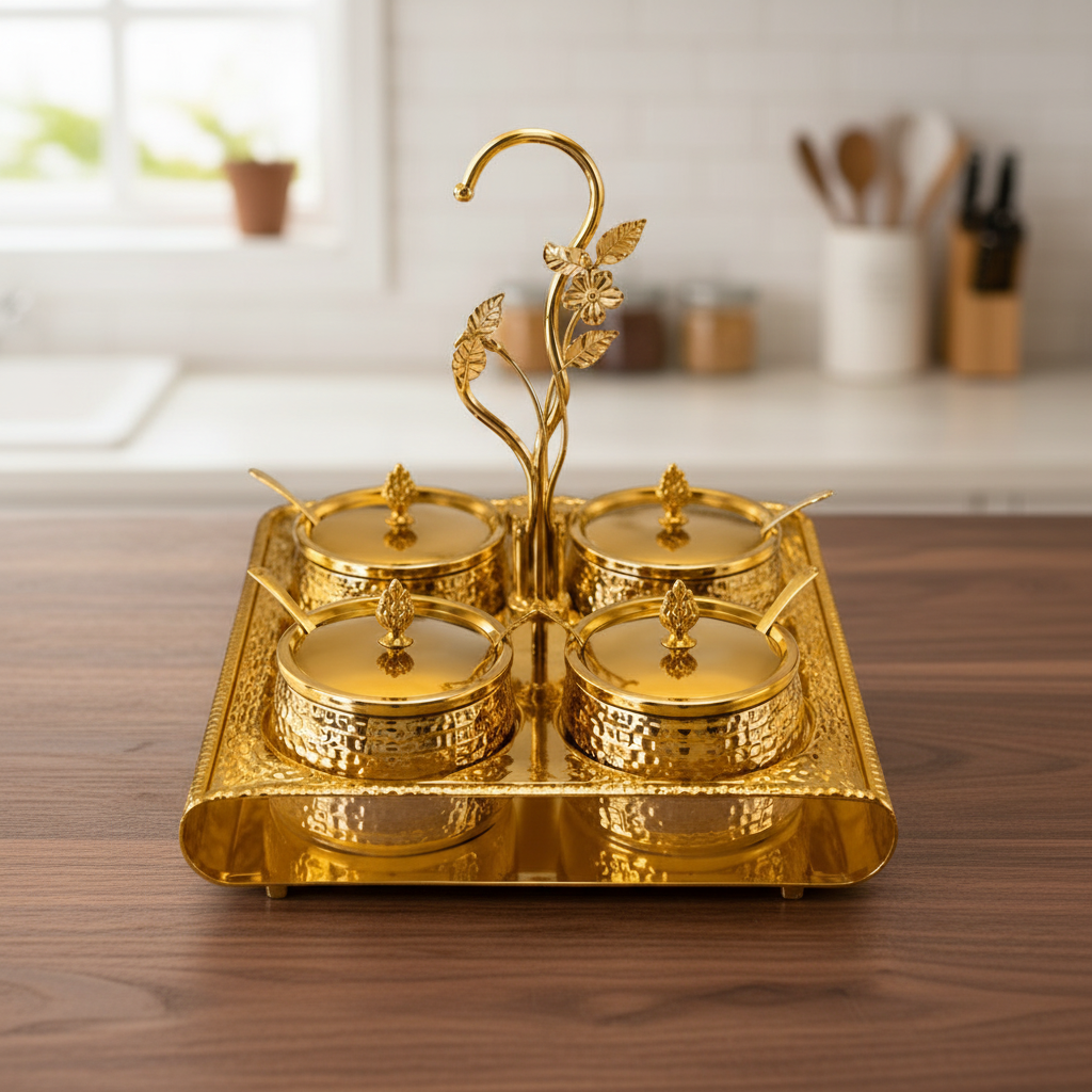 Goldluxa Gold Condiment Server Set
