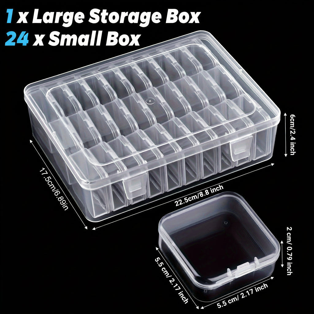 Large Capacity Jewelry Box with 24 Compartments – Clear Organizer with Mini Containers & Labels