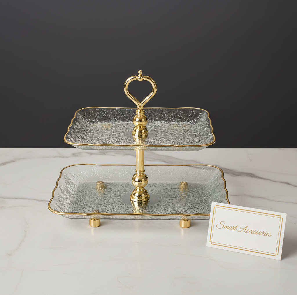2-Tier Glass Serving Stand